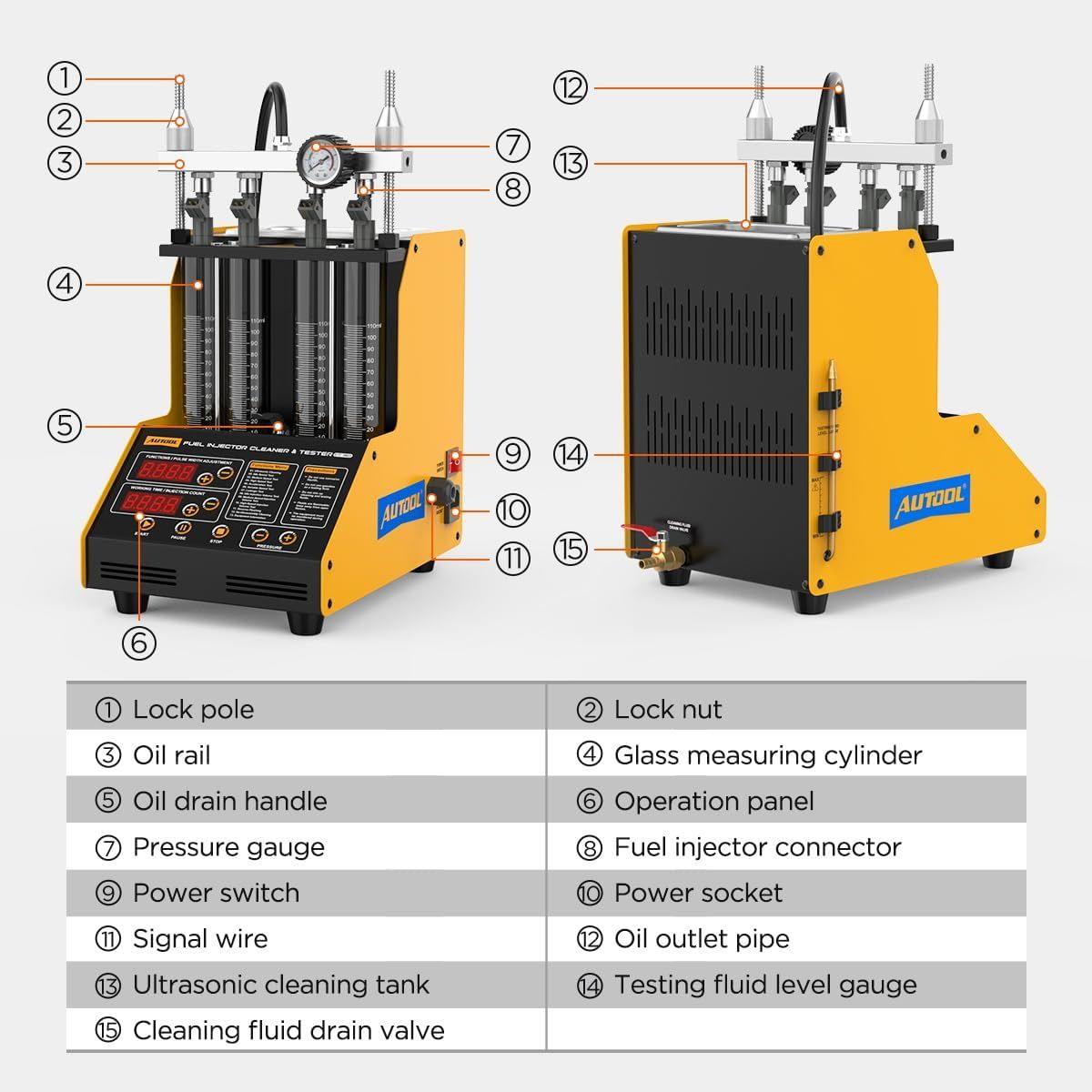 Ultrasonic Fuel Injector Cleaner Tester 4 Cylinder 220V with 2000ml Tank