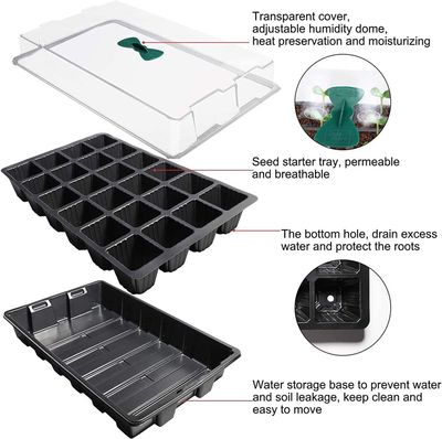 4Pcs Plant Seedling Tray 24 Cell Propagator with Adjustable Vents Lids &amp; Bases