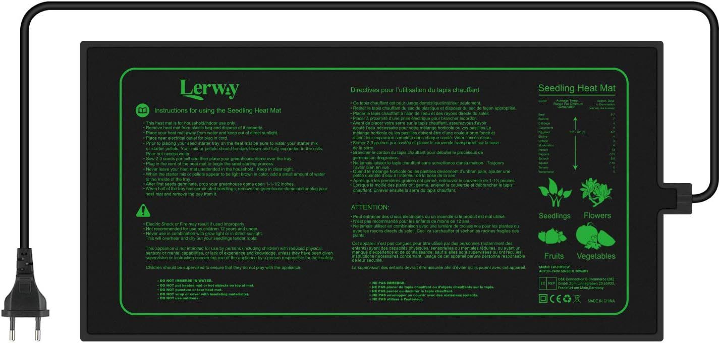 Seedling 30W Heating Mat – 52 × 25 cm Plant Propagation &amp; Terrarium Heat Pad