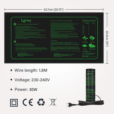 Seedling 30W Heating Mat – 52 × 25 cm Plant Propagation &amp; Terrarium Heat Pad