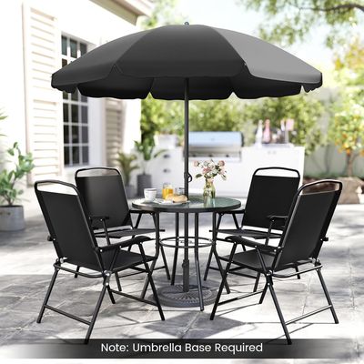 6 Piece Garden Furniture Set with Parasol Outdoor Patio Table &amp; Chairs