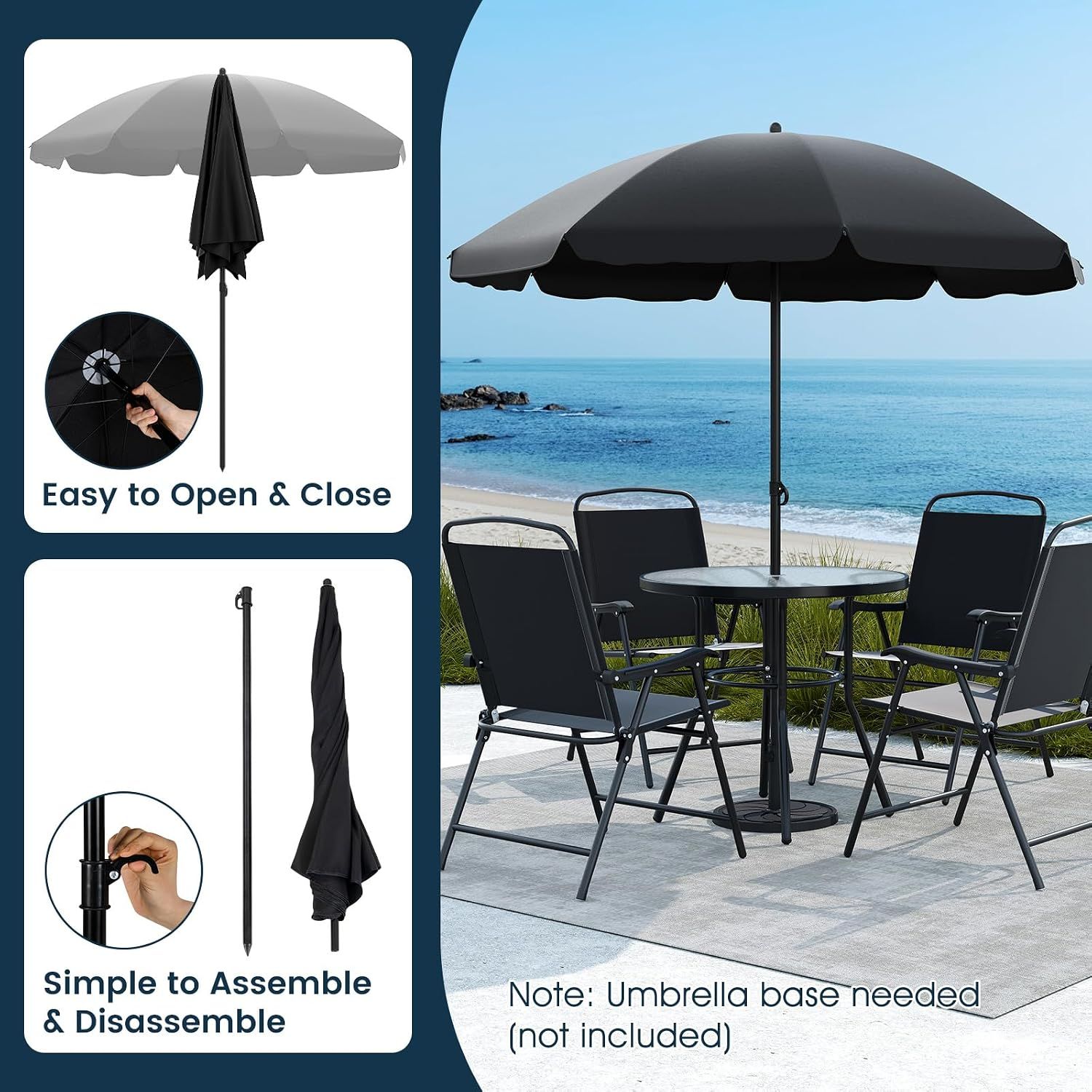 6 Piece Garden Furniture Set with Parasol Outdoor Patio Table &amp; Chairs