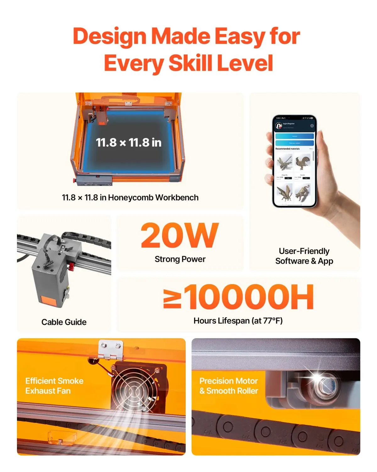 20W Enclosed Laser Engraver &amp; Cutter – 455nm Diode Laser