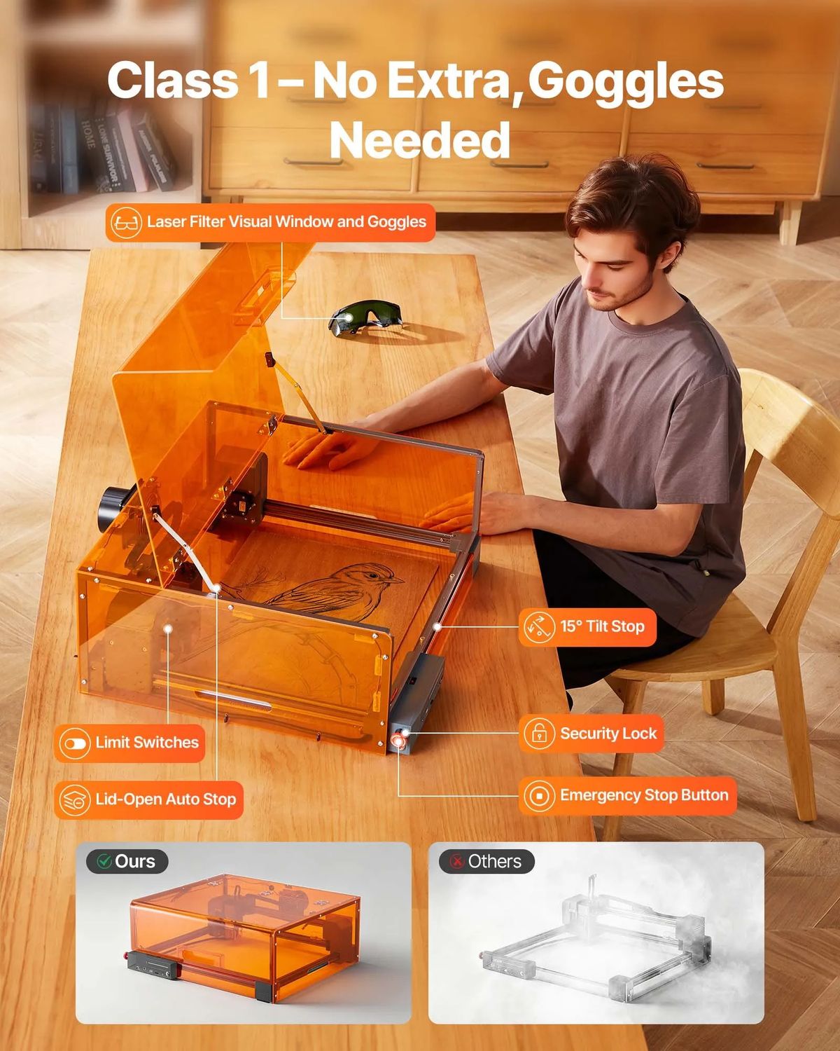 20W Enclosed Laser Engraver &amp; Cutter – 455nm Diode Laser