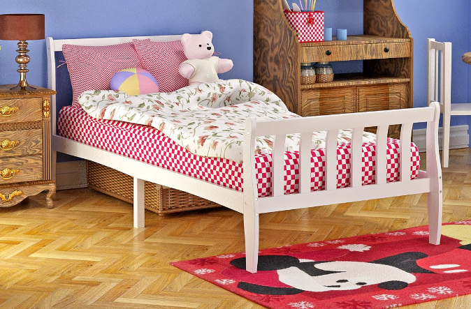 White Modern Single 3ft Sleeping Bed Wooden Frame