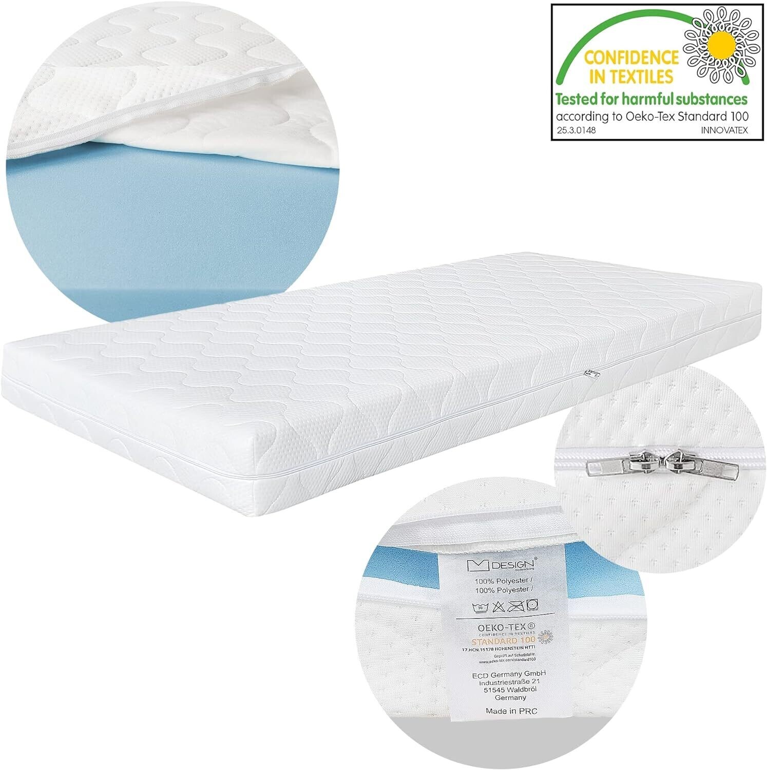 White Modern Single 3ft Sleeping Bed Wooden Frame
