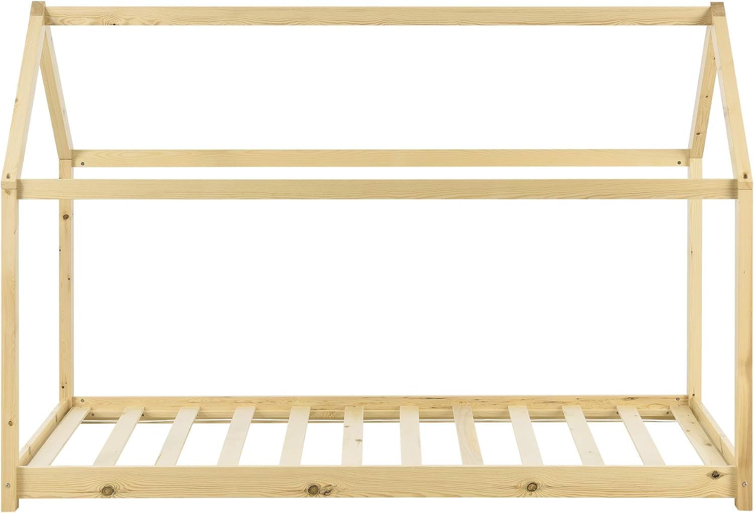 Solid Pine Timber Kids Wooden Single Bedless House Frame
