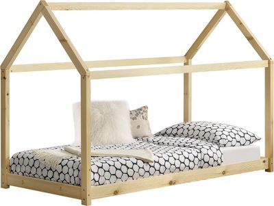 Solid Pine Timber Kids Wooden Single Bedless House Frame