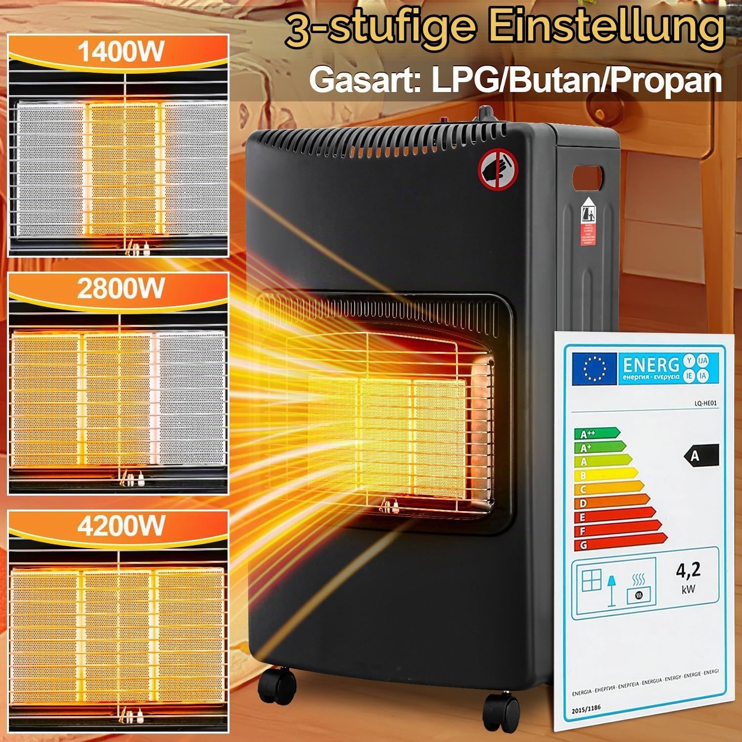 Portable Folding LPG Gas Heater 4200W