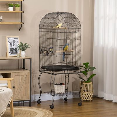 Large Metal Bird Cage Aviary 51x51x137cm with Stand Wheels &amp; Feeding Station