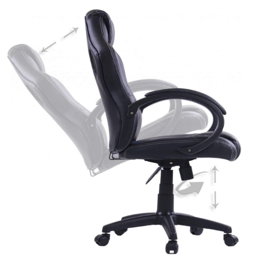 Solid Modern Ergonomic Office Chair – Mesh &amp; Faux Leather with Lumbar Support and Armrests