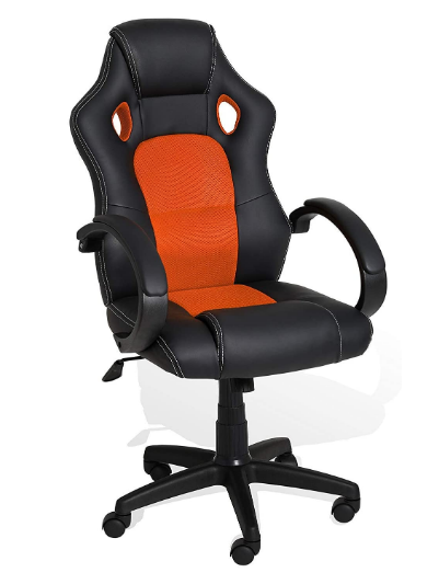 Solid Modern Ergonomic Office Chair – Mesh &amp; Faux Leather with Lumbar Support and Armrests