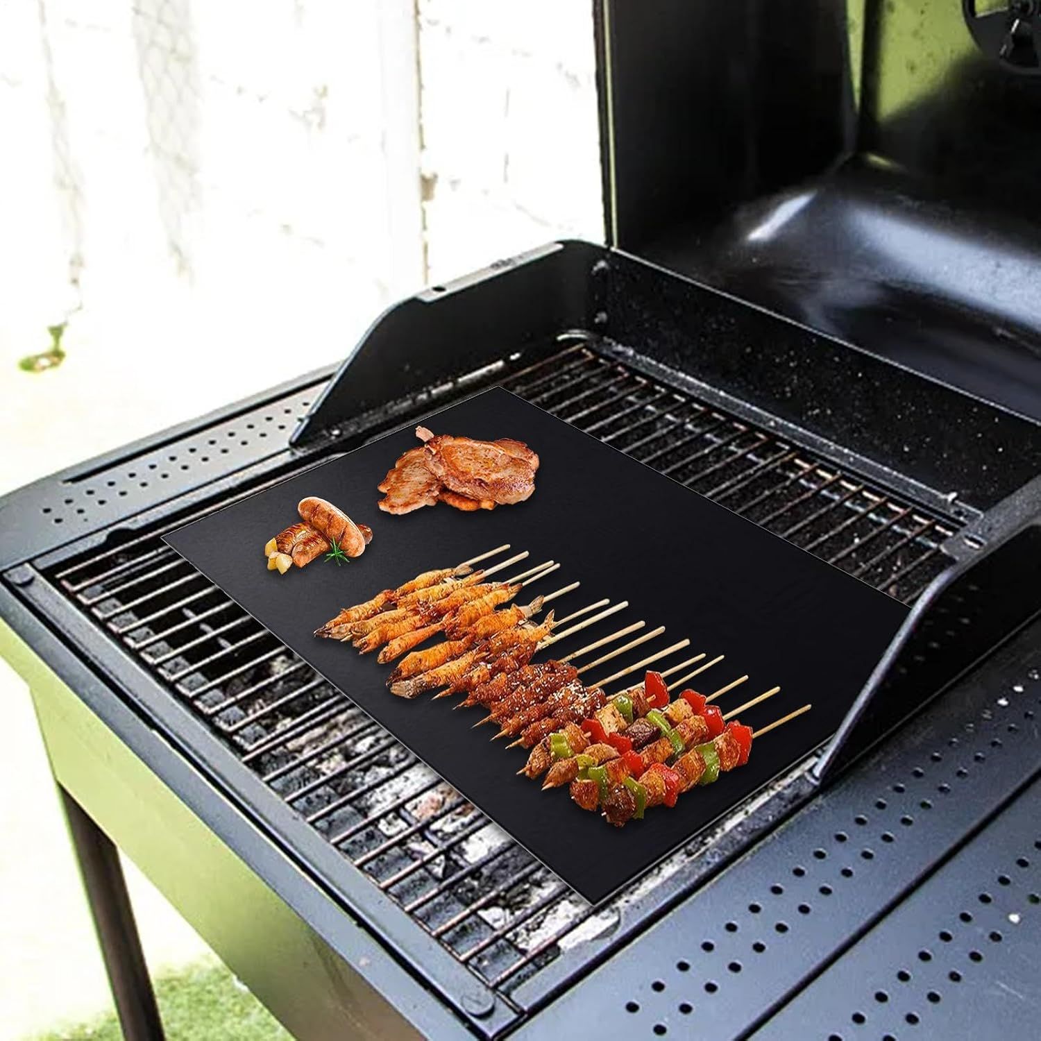 Set of 5-Piece Reusable Non-Stick BBQ Grill Mat Set – Heat Resistant &amp; Dishwasher Safe