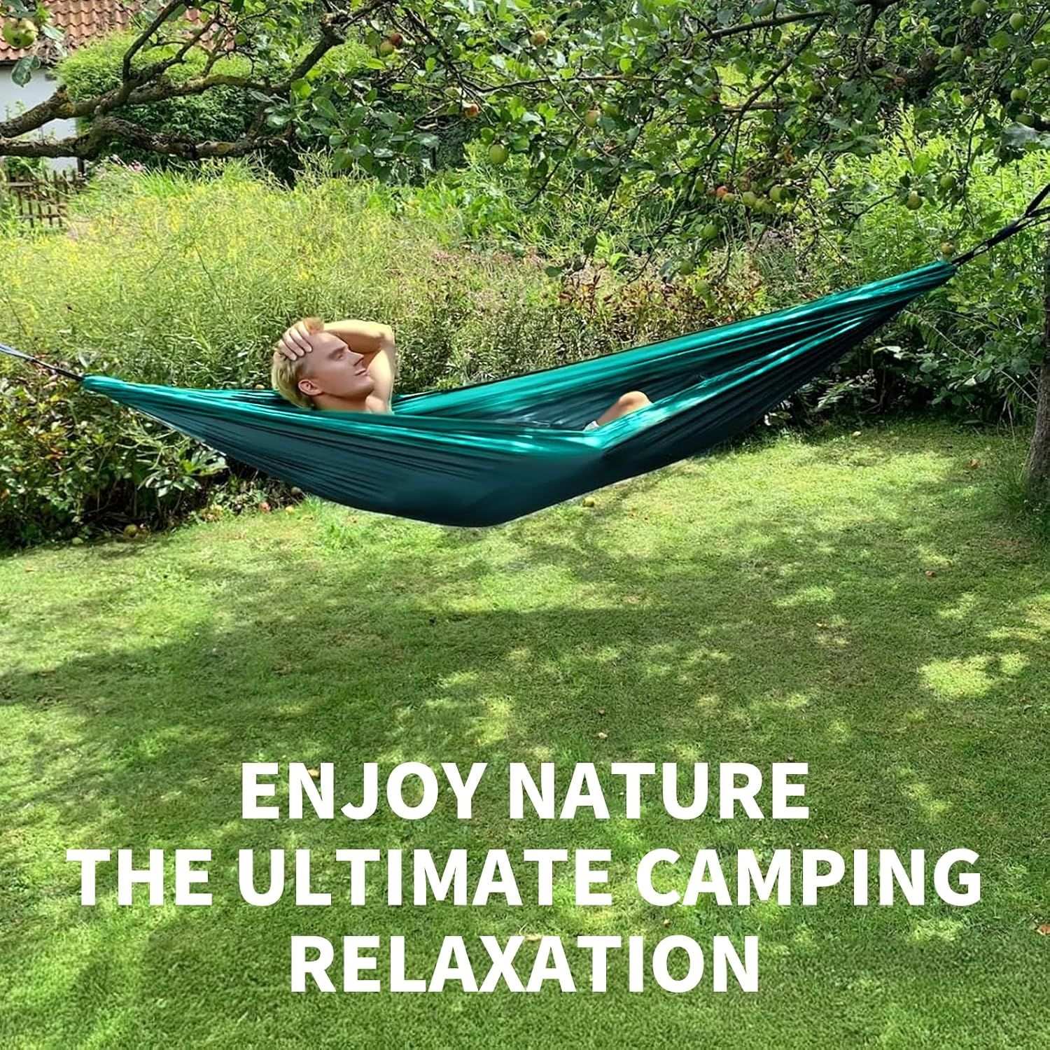 Portable Double Camping Hammock – Blue, 270 × 140 cm