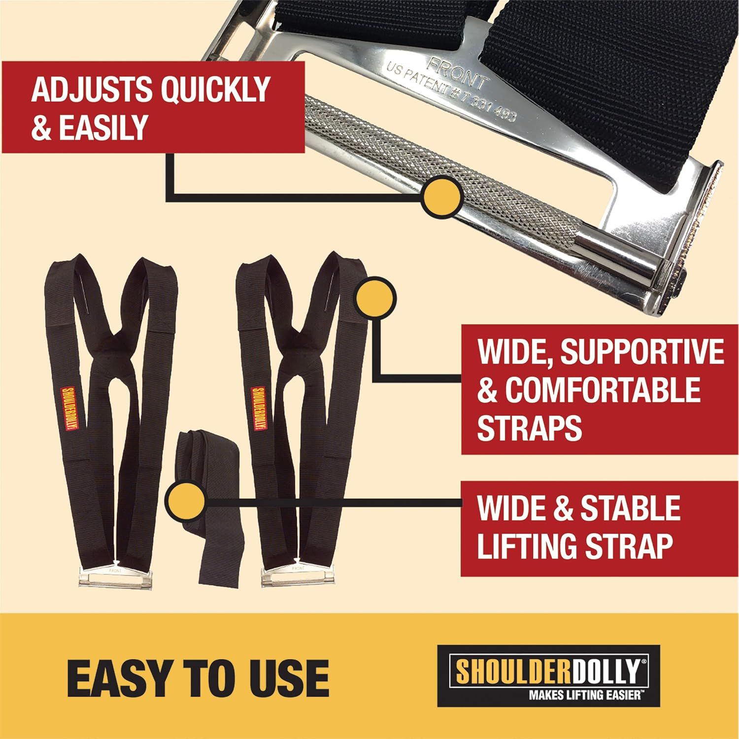 Shoulder DOLLY Moving Straps – Heavy-Duty Lifting &amp; Carrying System, 370 kg Capacity