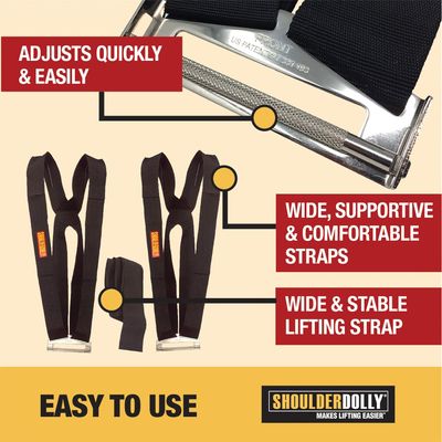 Shoulder DOLLY Moving Straps – Heavy-Duty Lifting &amp; Carrying System, 370 kg Capacity