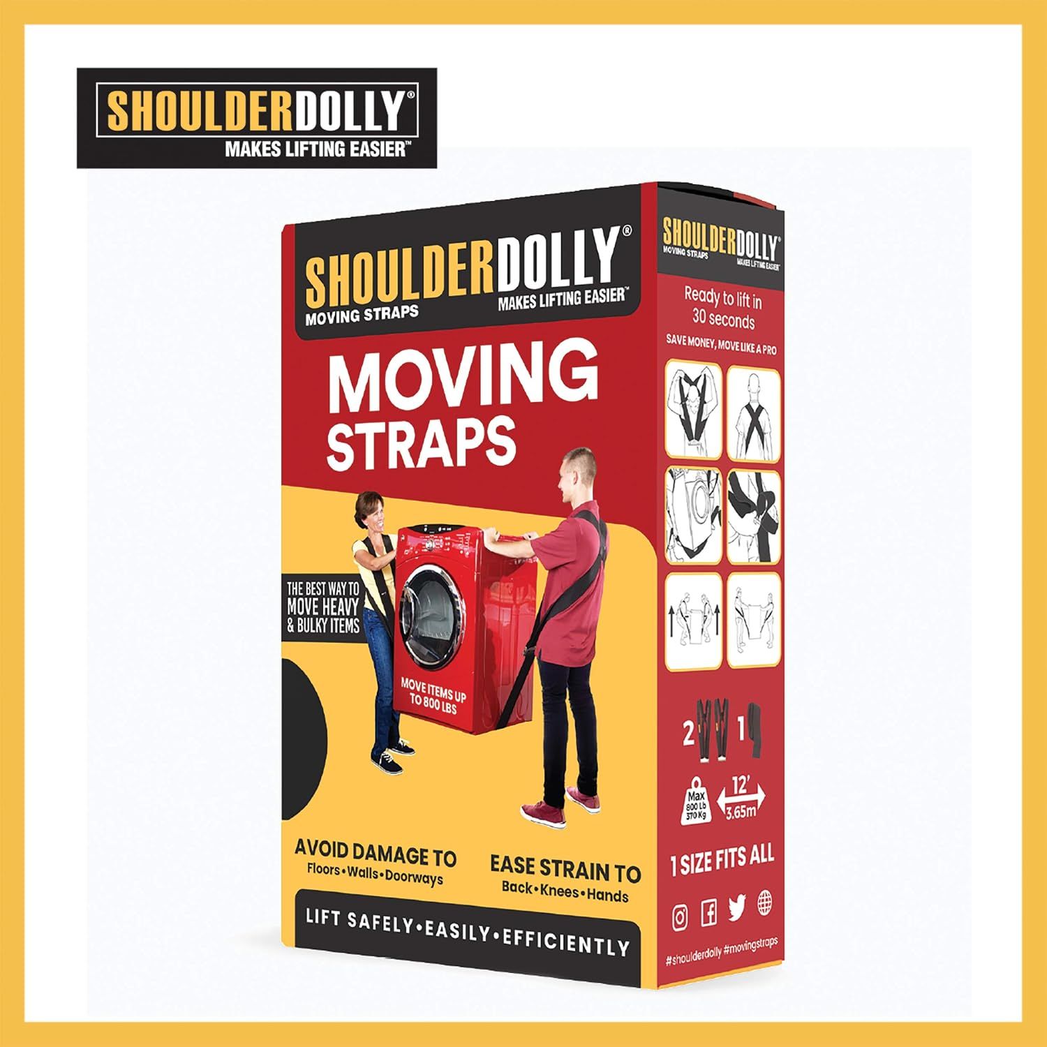 Shoulder DOLLY Moving Straps – Heavy-Duty Lifting &amp; Carrying System, 370 kg Capacity
