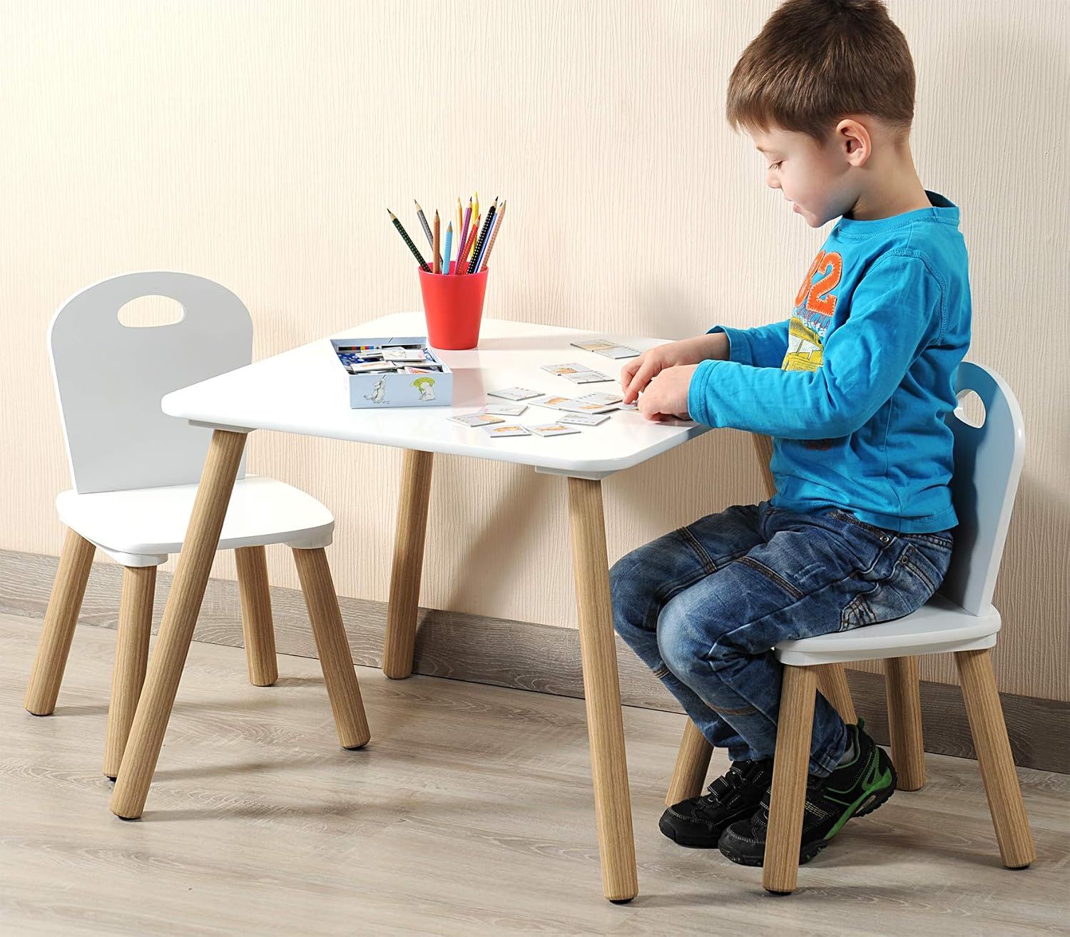 Wooden Flowers Table and Chair Set Kids