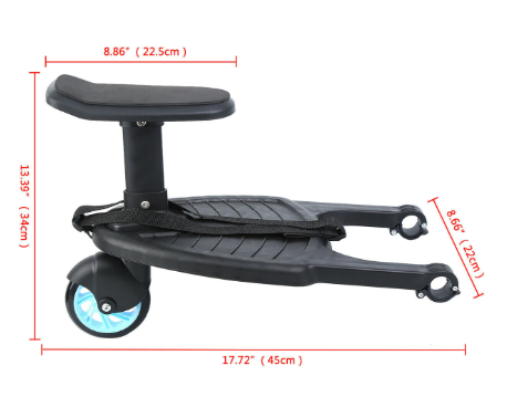 Universal 2-in-1 Toddler Stroller Board with Seat Buggy Ride On Platform Blue, Color: Blue