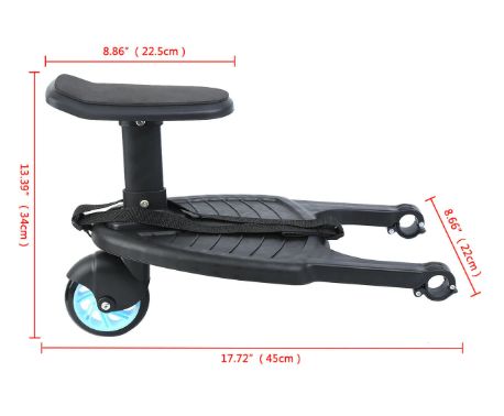 Universal 2-in-1 Toddler Stroller Board with Seat Buggy Ride On Platform Blue