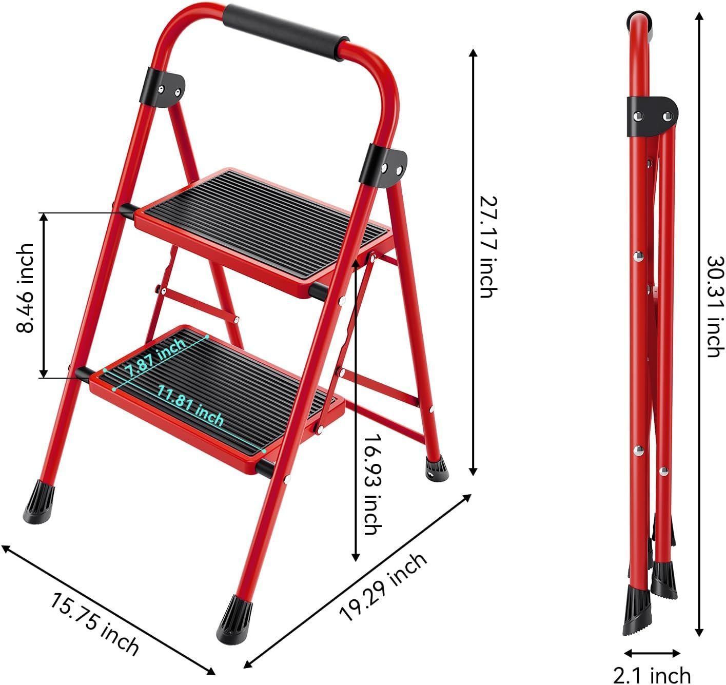 Safety 2-Step Heavy-Duty Folding Step Ladder – 150 kg Capacity