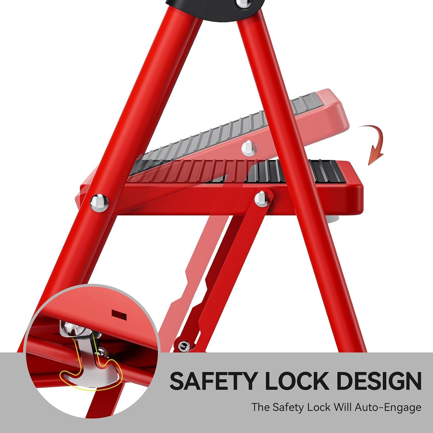 Safety 2-Step Heavy-Duty Folding Step Ladder – 150 kg Capacity