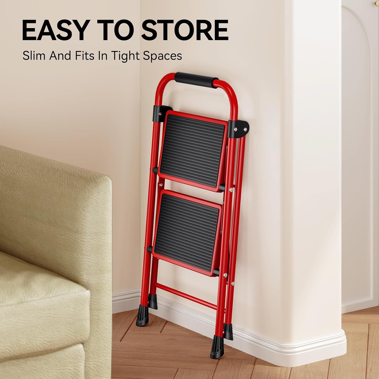 Safety 2-Step Heavy-Duty Folding Step Ladder – 150 kg Capacity