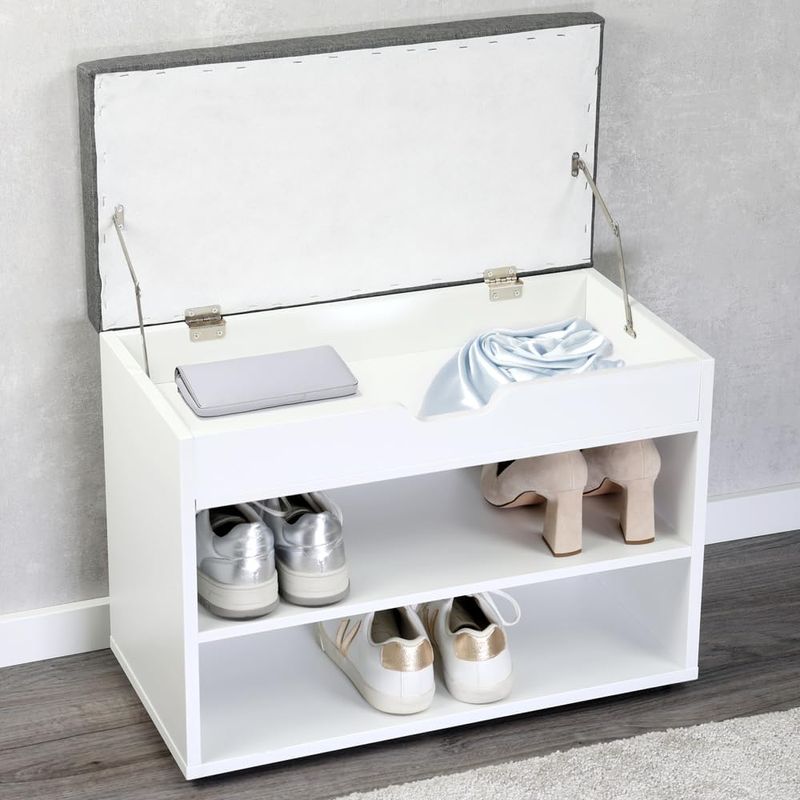Shoe Storage Bench with Cushioned Seat – 6-Pair Shoe Organizer with Hidden Storage