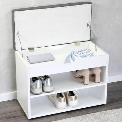 Shoe Storage Bench with Cushioned Seat – 6-Pair Shoe Organizer with Hidden Storage