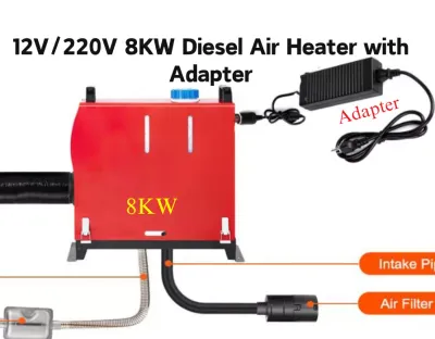 2/3/5/8KW 12V Diesel Air Heater – Parking Heater with Silencer, LCD Display, and Remote Control