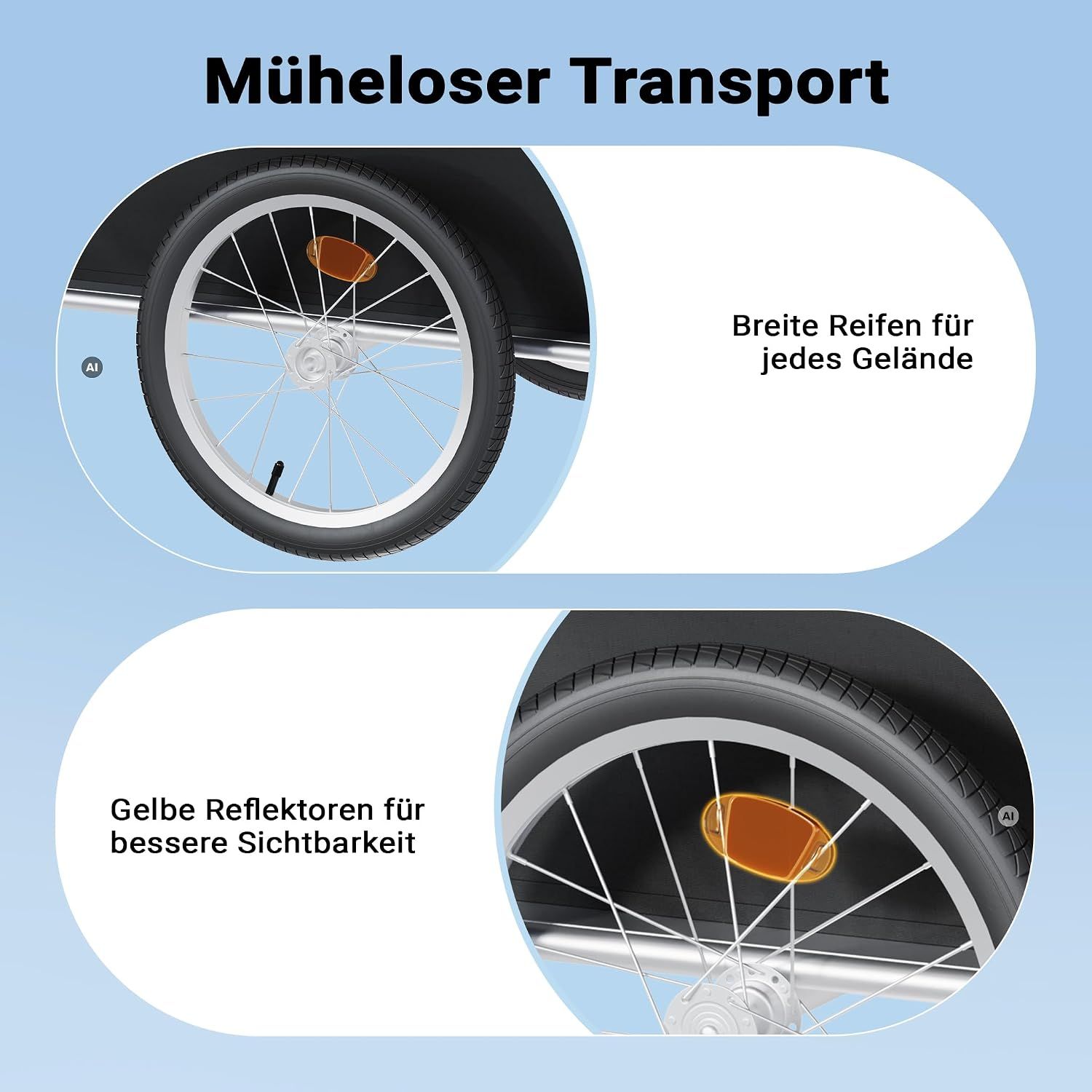 Bicycle Trailer with Foldable Drawbar &amp; Quick Coupling – 65 kg Capacity