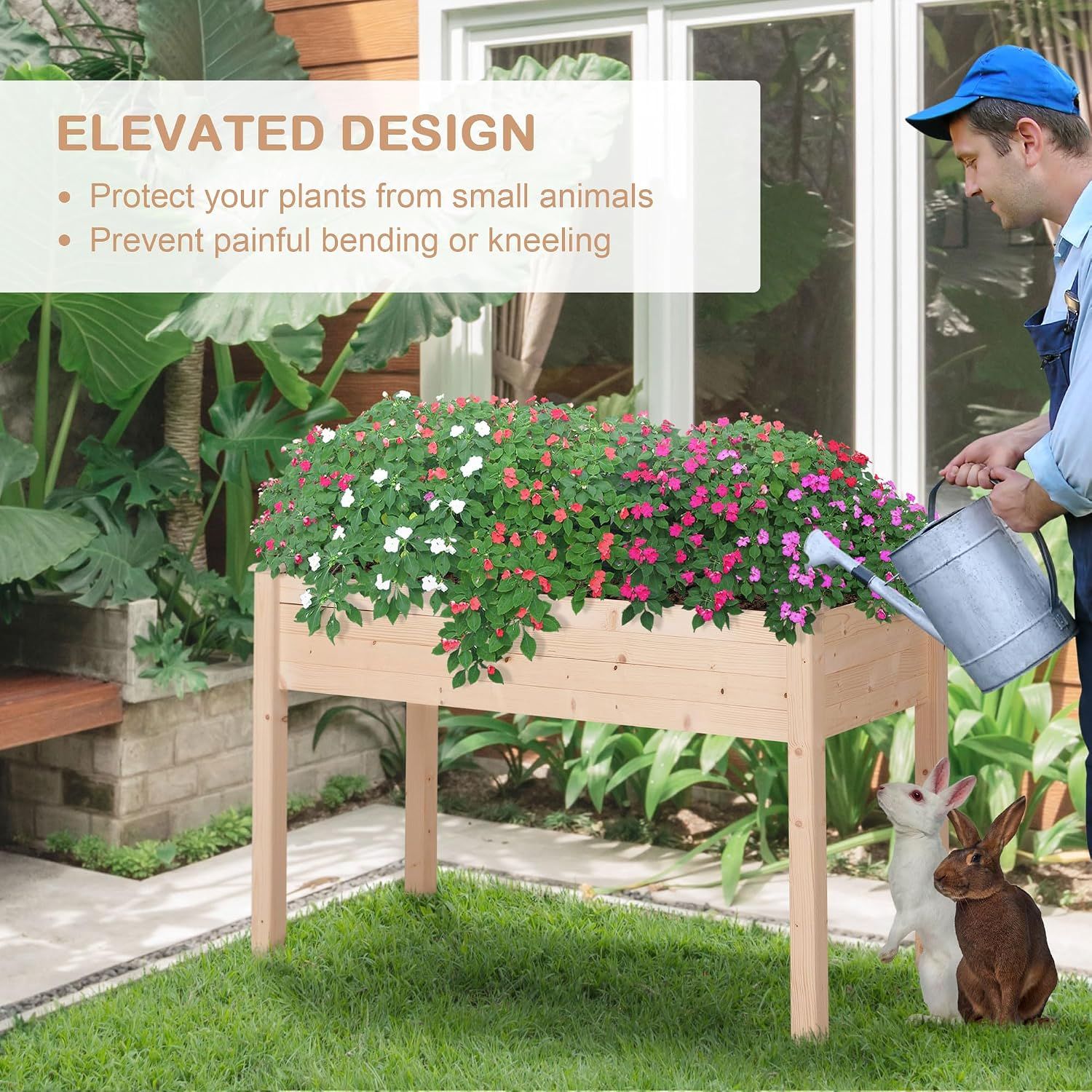 Wooden Raised Garden Planter Box 122.5cm
