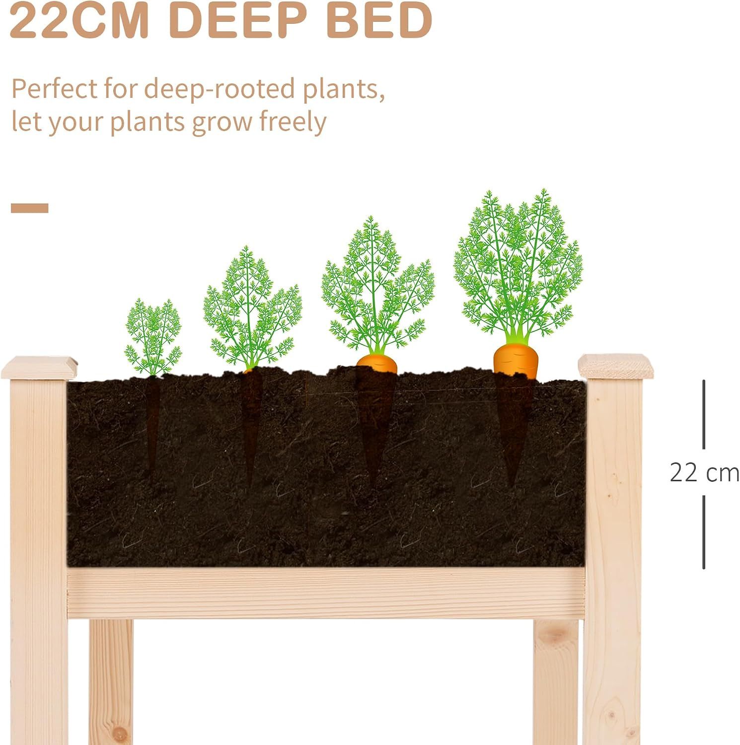Wooden Raised Garden Planter Box 122.5cm