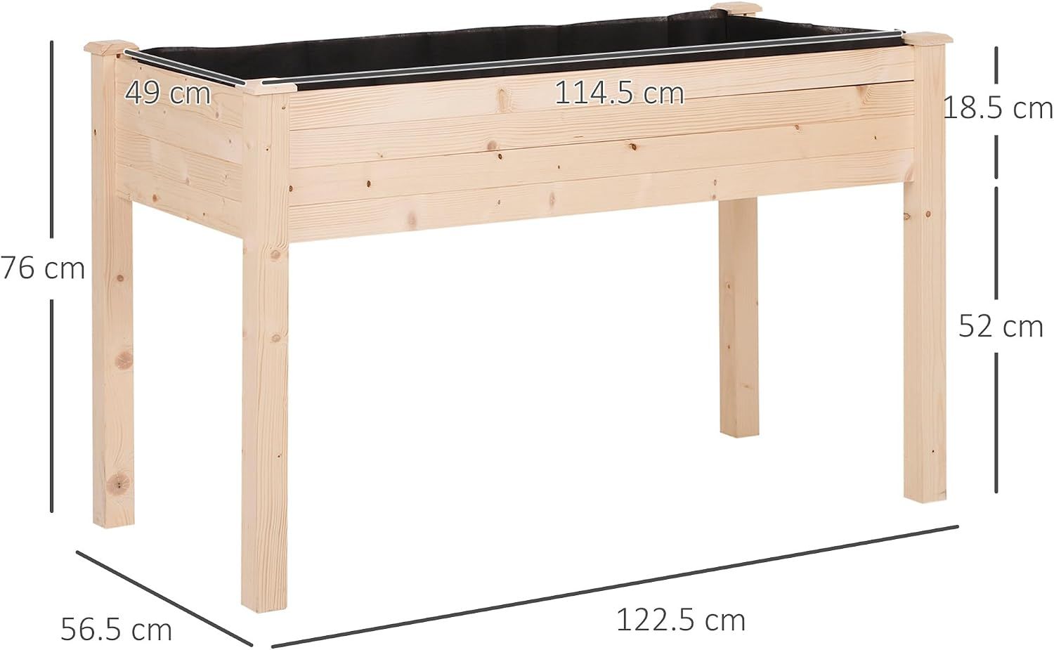 Wooden Raised Garden Planter Box 122.5cm