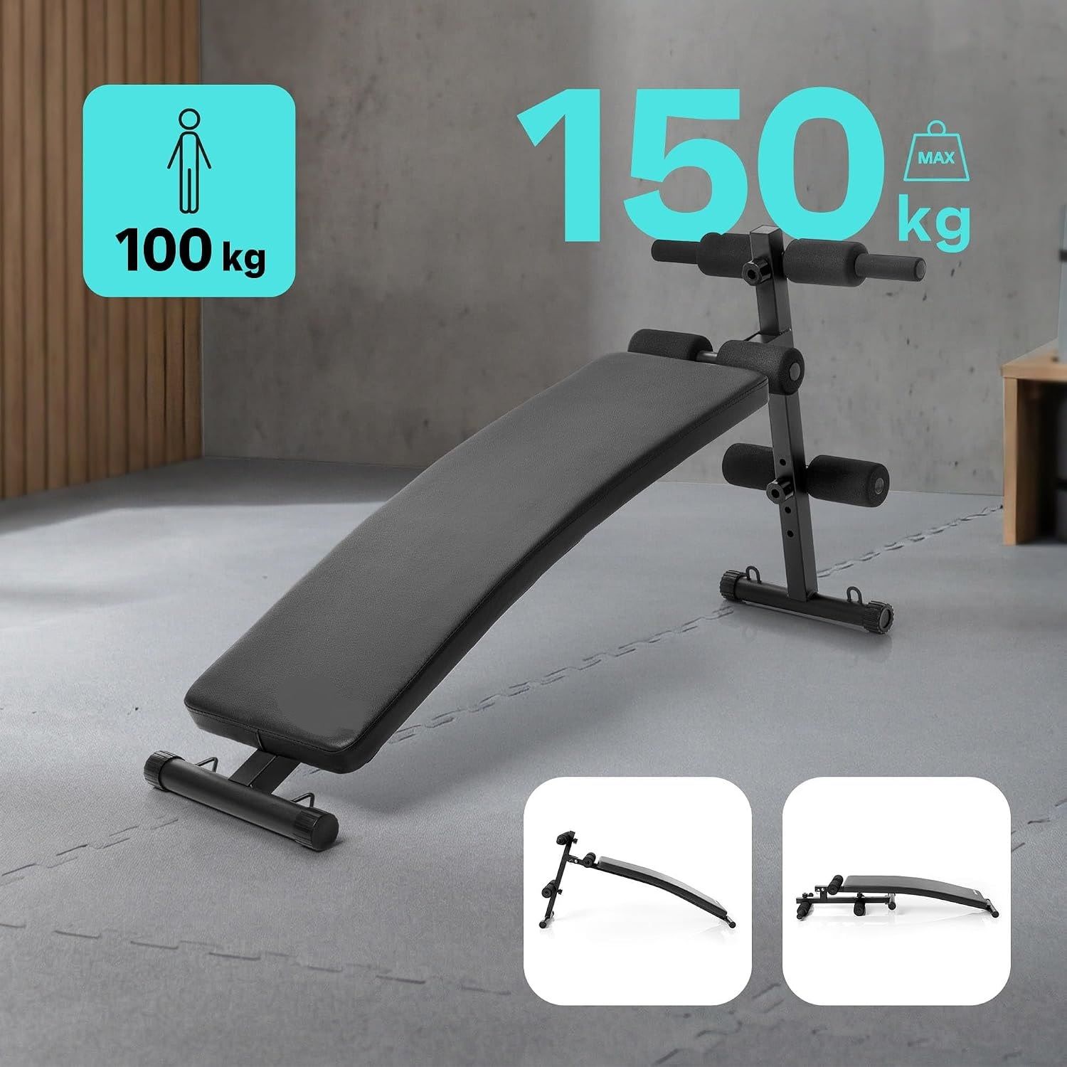 Steel Duo Foldable Adjustable Sit-Up Bench – 150 kg Capacity | Home Gym
