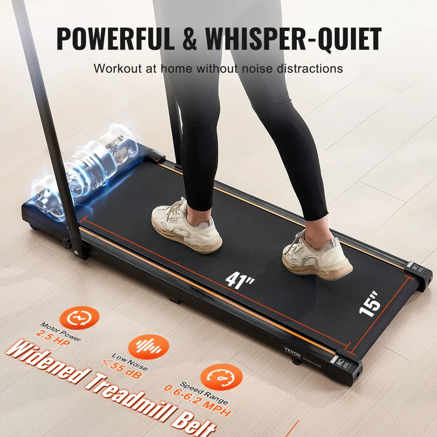 Walking Pad Under Desk Treadmill 2.5HP Folding