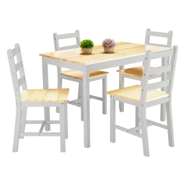 Wooden Dining Table 4 Chair Set Modern Furniture