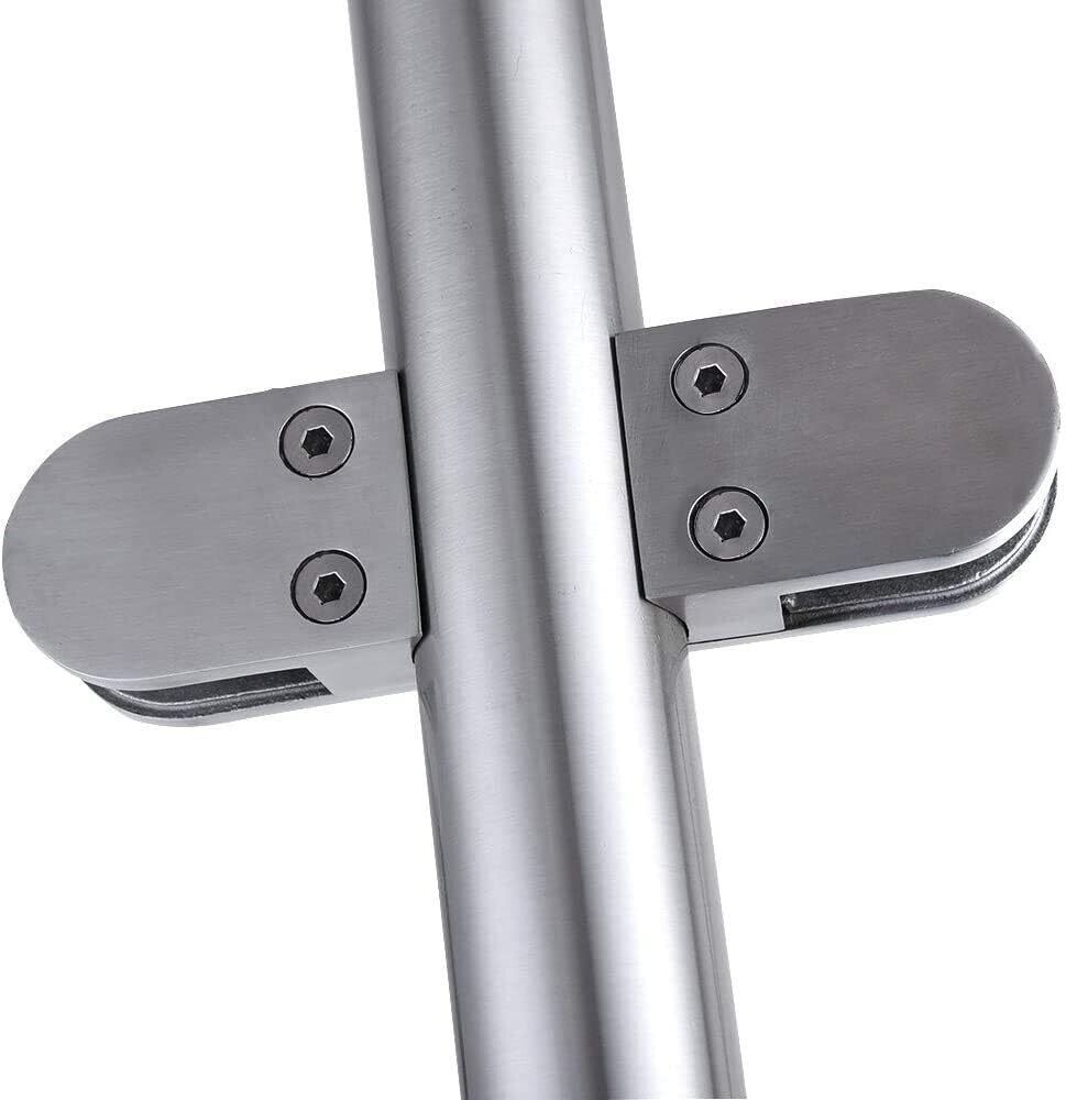 Stainless Steel Balustrade Posts with Glass Clamps and Rubbers, Railing Fence Pole Handrail Garden Fencing