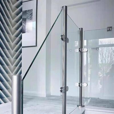 Stainless Steel Balustrade Posts with Glass Clamps and Rubbers, Railing Fence Pole Handrail Garden Fencing