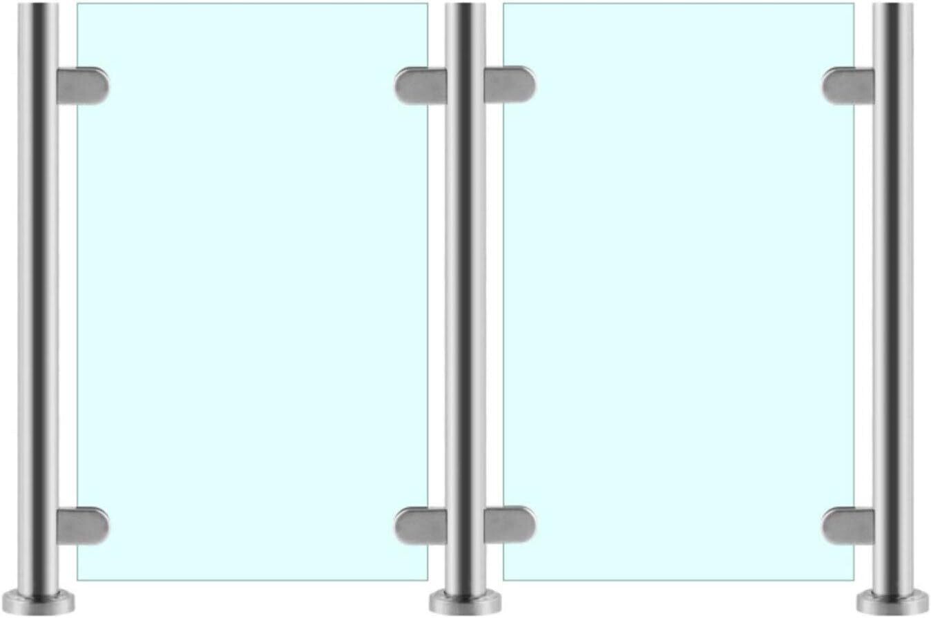 Stainless Steel Balustrade Posts with Glass Clamps and Rubbers, Railing Fence Pole Handrail Garden Fencing