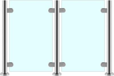 Stainless Steel Balustrade Posts with Glass Clamps and Rubbers, Railing Fence Pole Handrail Garden Fencing