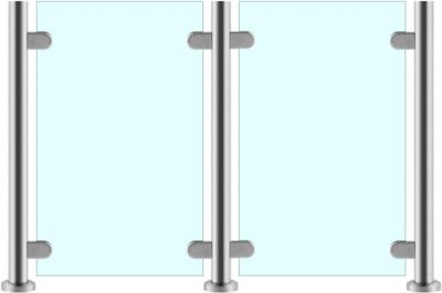 Stainless Steel Balustrade Posts with Glass Clamps and Rubbers, Railing Fence Pole Handrail Garden Fencing
