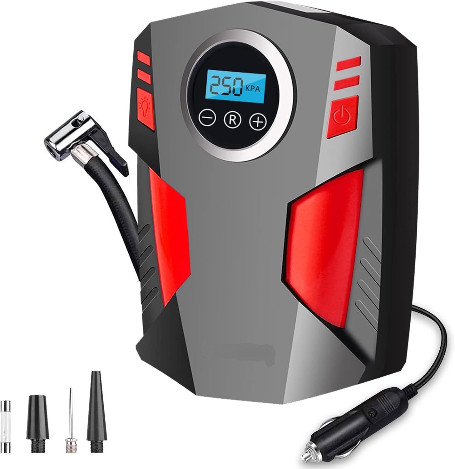 Portable Digital Tyre Inflator – 12V Car Air Compressor with Auto Shut-Off &amp; LED Light