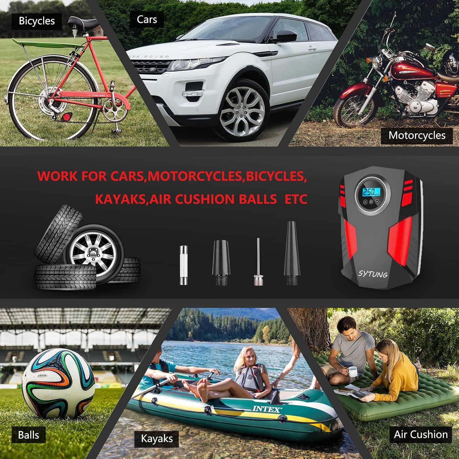 Portable Digital Tyre Inflator – 12V Car Air Compressor with Auto Shut-Off &amp; LED Light