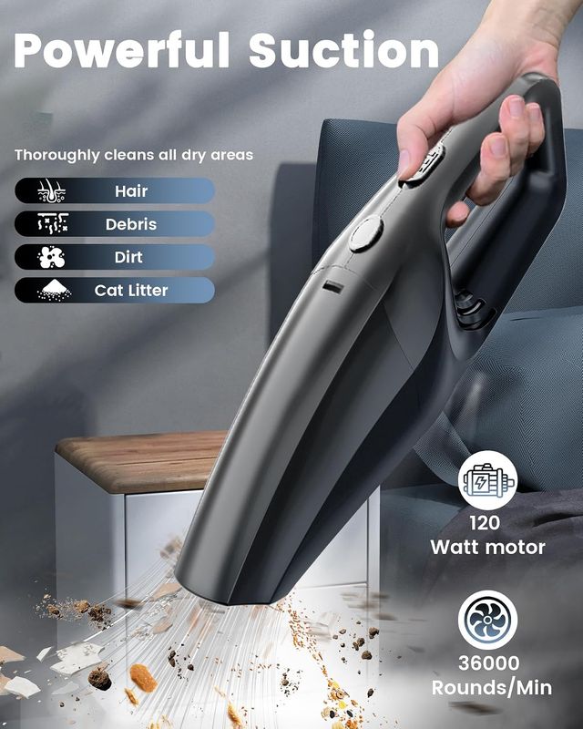 Rechargeable Cordless Handheld Vacuum Cleaner – HEPA Filter &amp; Type-C Charging