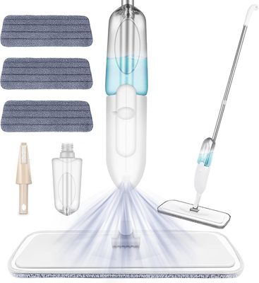 Floor Cleaning Spray Mop — Ideal for Marble, Hardwood, Tile, Laminate &amp; Ceramic | Includes 3 Microfibre Pads &amp; 500ML Refillable Bottle