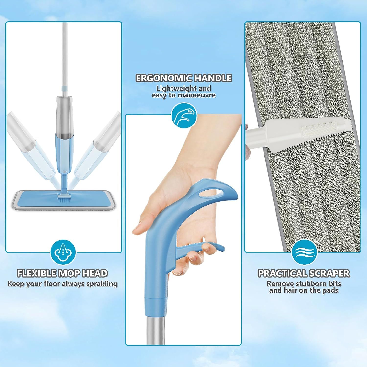 Spray Mops for Cleaning Floors, MEXERRIS Floor Mop with Spray
