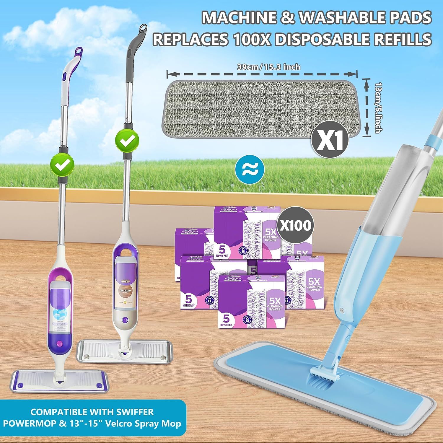 Spray Mops for Cleaning Floors, MEXERRIS Floor Mop with Spray
