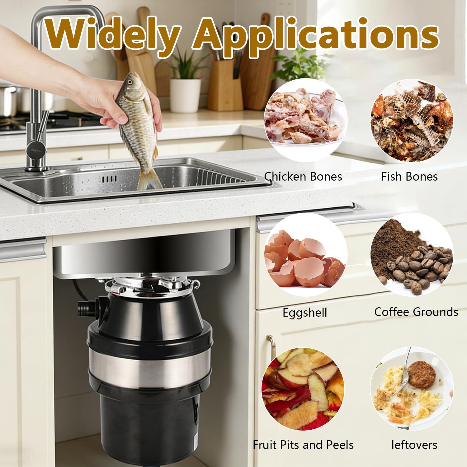 560W Kitchen Food Waste Disposer with Air Switch