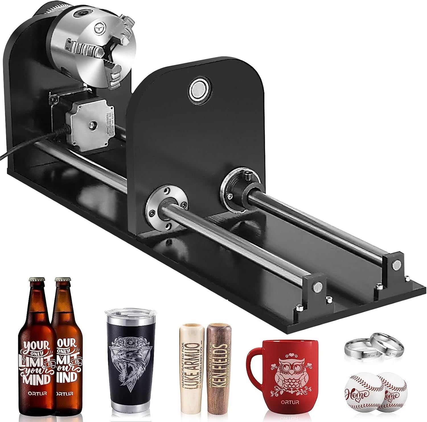 Router Rotary AxisEngraving Attachment – 3-Jaw Chuck Laser Engraving Rotary Tool